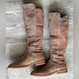 Stuart Weitzman Tan Suede Pull-on Knee High Boots, Size 10